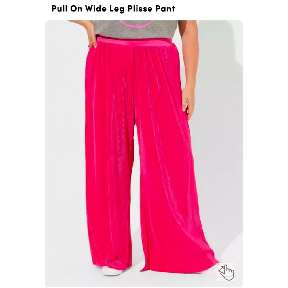 Torrid Pink Pull On Wide Leg Plisse Pants